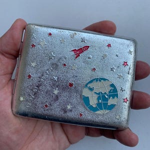 Portasigarette vintage, Sputnik, portasigarette sovietico, portasigarette anni '60, tema spaziale, accessori per il tabacco, regalo vintage per lui,