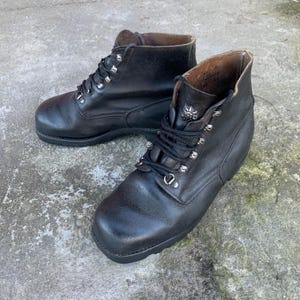 Vintage Militärstiefel, Bergstiefel, MINERVA, Schweizer Armee, Schwarze Stiefel, Lederstiefel, Grösse 29, Armeestiefel, Bergsteigen,