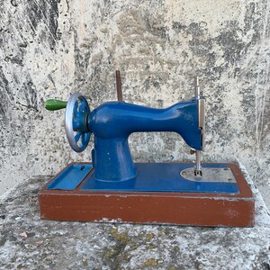 Old children's sewing machine of the USSR, Hand sewing machin,Mini sewing machine, Toy for girls, Soviet childhood, Vintage, Decor, USSR 70s image 4