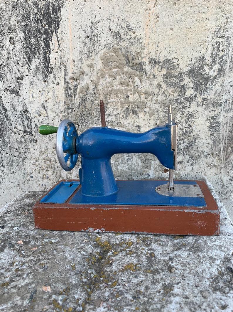 Old children's sewing machine of the USSR, Hand sewing machin,Mini sewing machine, Toy for girls, Soviet childhood, Vintage, Decor, USSR 70s image 4
