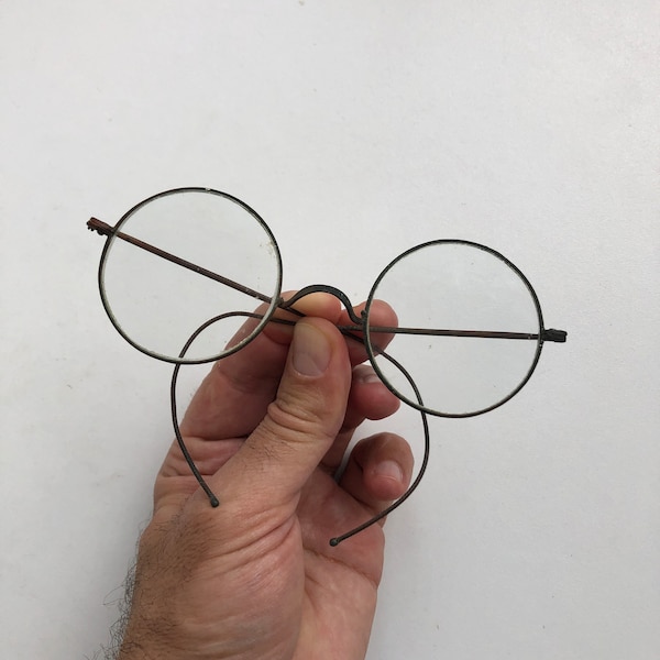 Vintage round glasses, Wire frame glasses, Rare glasses, Photo props, Industrial style, Steampunk style, Vintage gift for him,