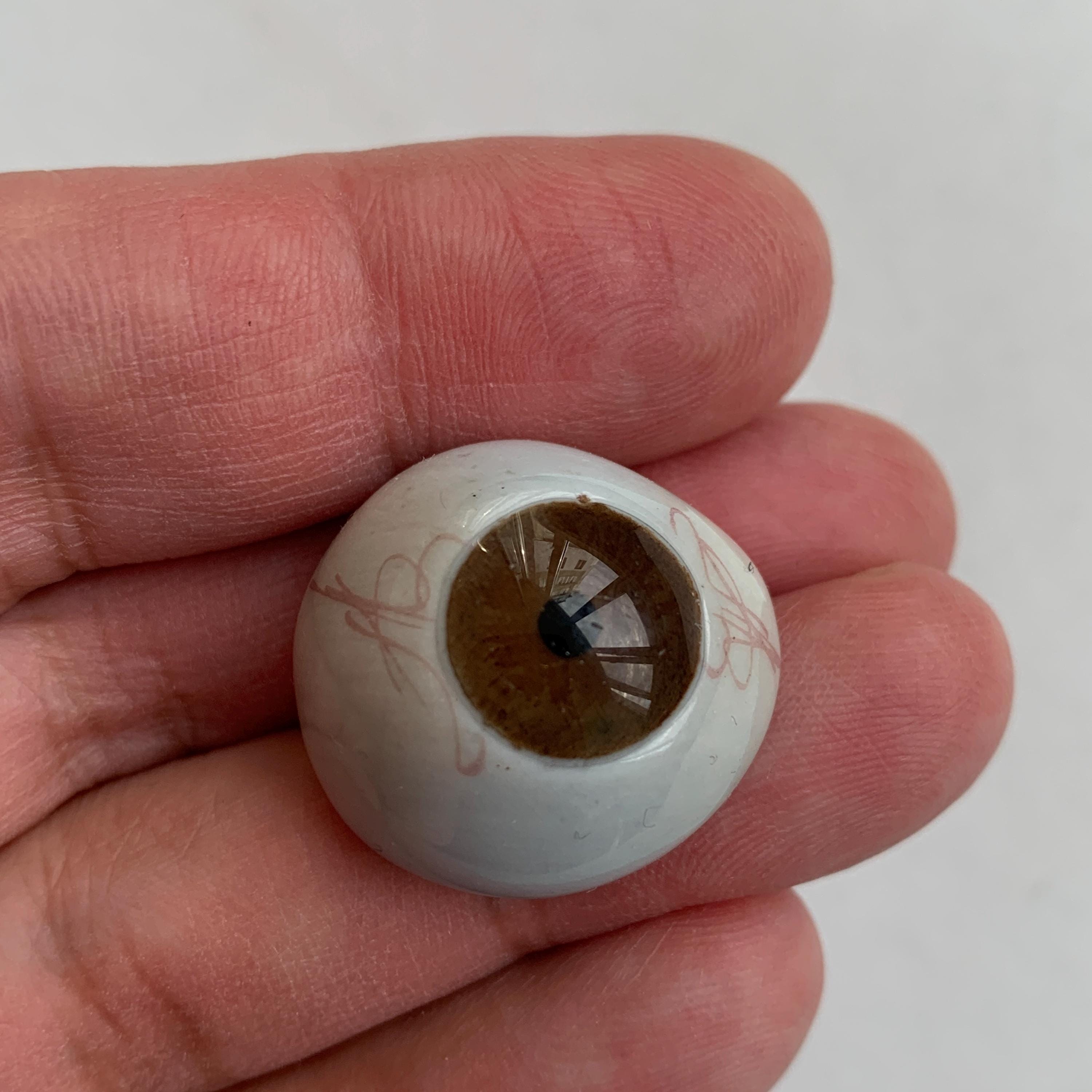 Vintage Prosthetic Eye, Porcelain Eye, Brown Eye, Collectible