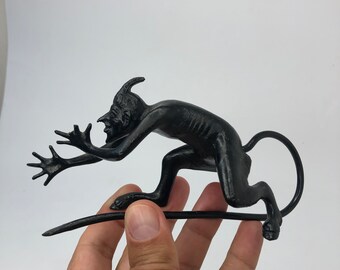 Vintage Sculpture of Devils, Big Cast Iron Devil, Devil Statue