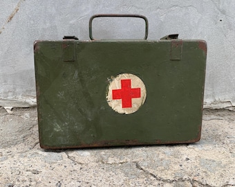 Vintage Medical Kit, Red Cross, First Aid Kit, Military First Aid