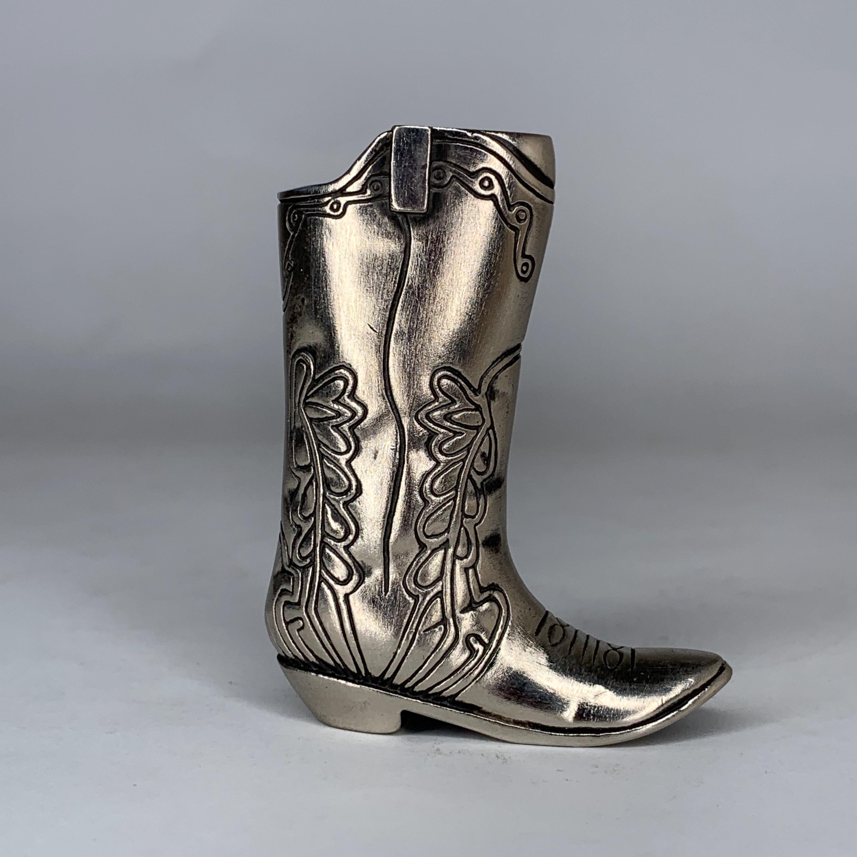 Embouts De Bottes Western Anciens - Laiton / Argent - Paire - Accessoire Cowboy