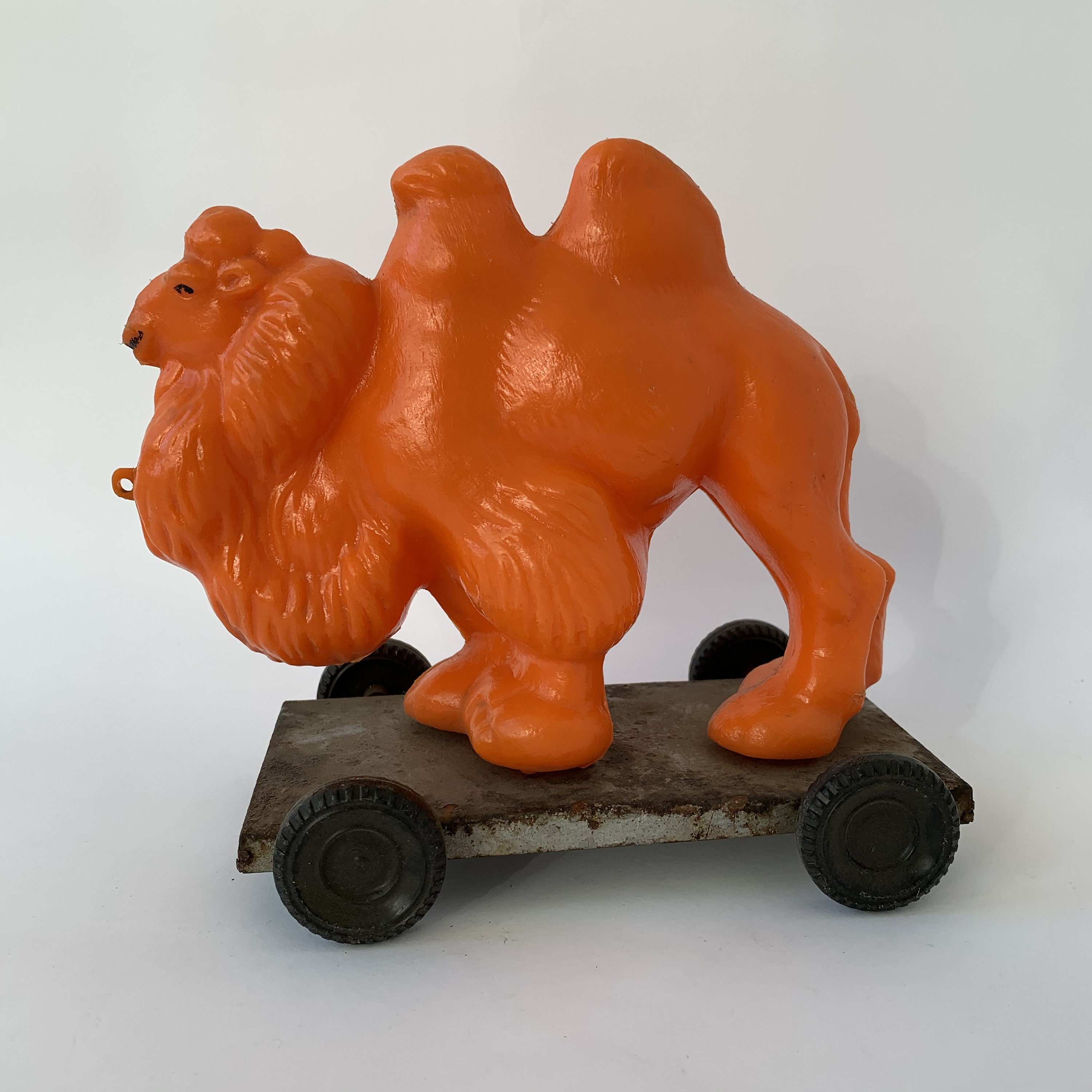 Vintage Toy Camel, Rare Soviet Toy, Plastic Camel, Toy on Wheels
