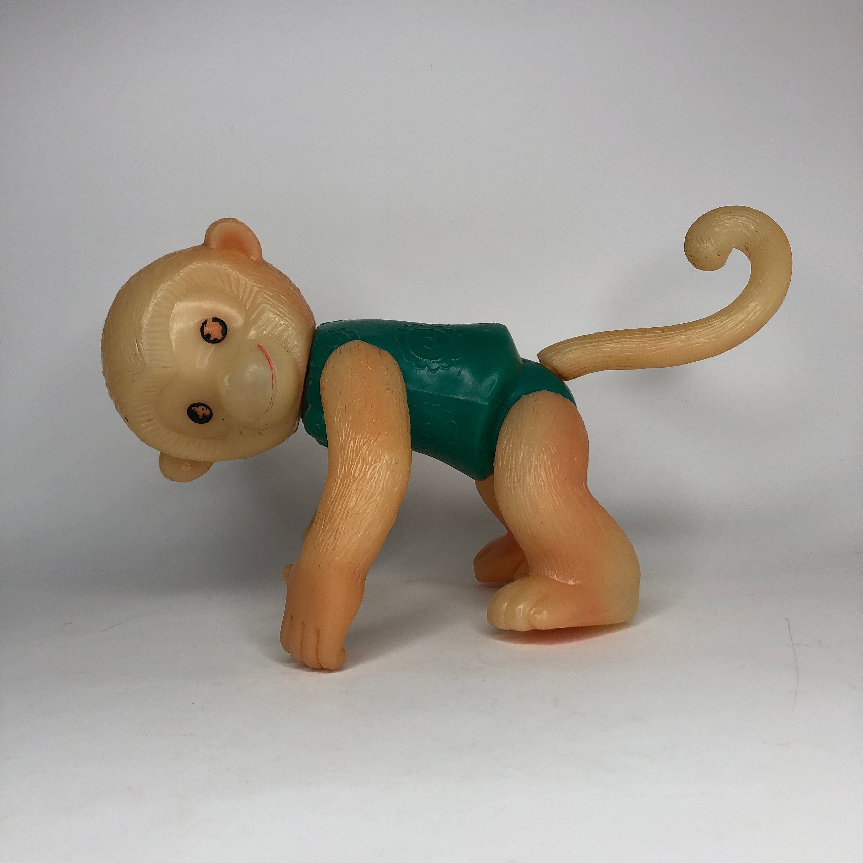 Vintage Toy Monkey, Soviet Plastic Toy, Rare Toy, Plastic Monkey