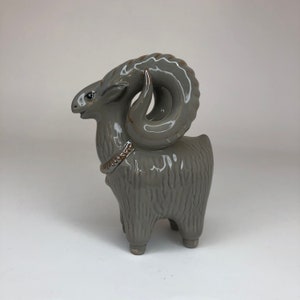 Vintage faience sculpture, Faience Ram,, Table figurine, Collectible figurine, Vintage faience decor, Christmas gift,