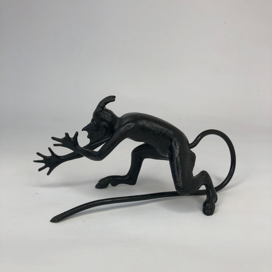 Vintage Sculpture of Devils, Big Cast Iron Devil, Devil Statue, Soviet