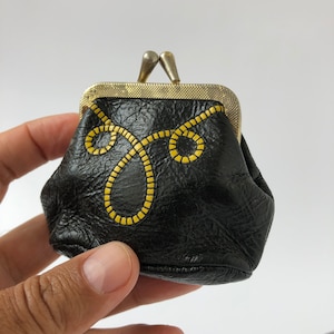 Billetera de cuero vintage, monedero de monedas, billetera negra, accesorio, billetera pequeña, billetera soviética, cuero genuino, URSS 1970
