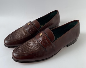 Vintage Mens Shoes, M.JOHN Loafers, Brown Shoes, Austrian Shoes, Size 10 1/2, Leather Shoes, Elegant Shoes, Vintage Fashion, Gift Idea,
