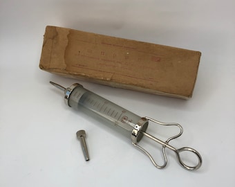Vintage medizinische Spritze, Große Spülspritze 150 ml, sowjetische Glasspritze, Wiederverwendbare Spritze, Medizinisches Dekor, Geschenk für einen Arzt