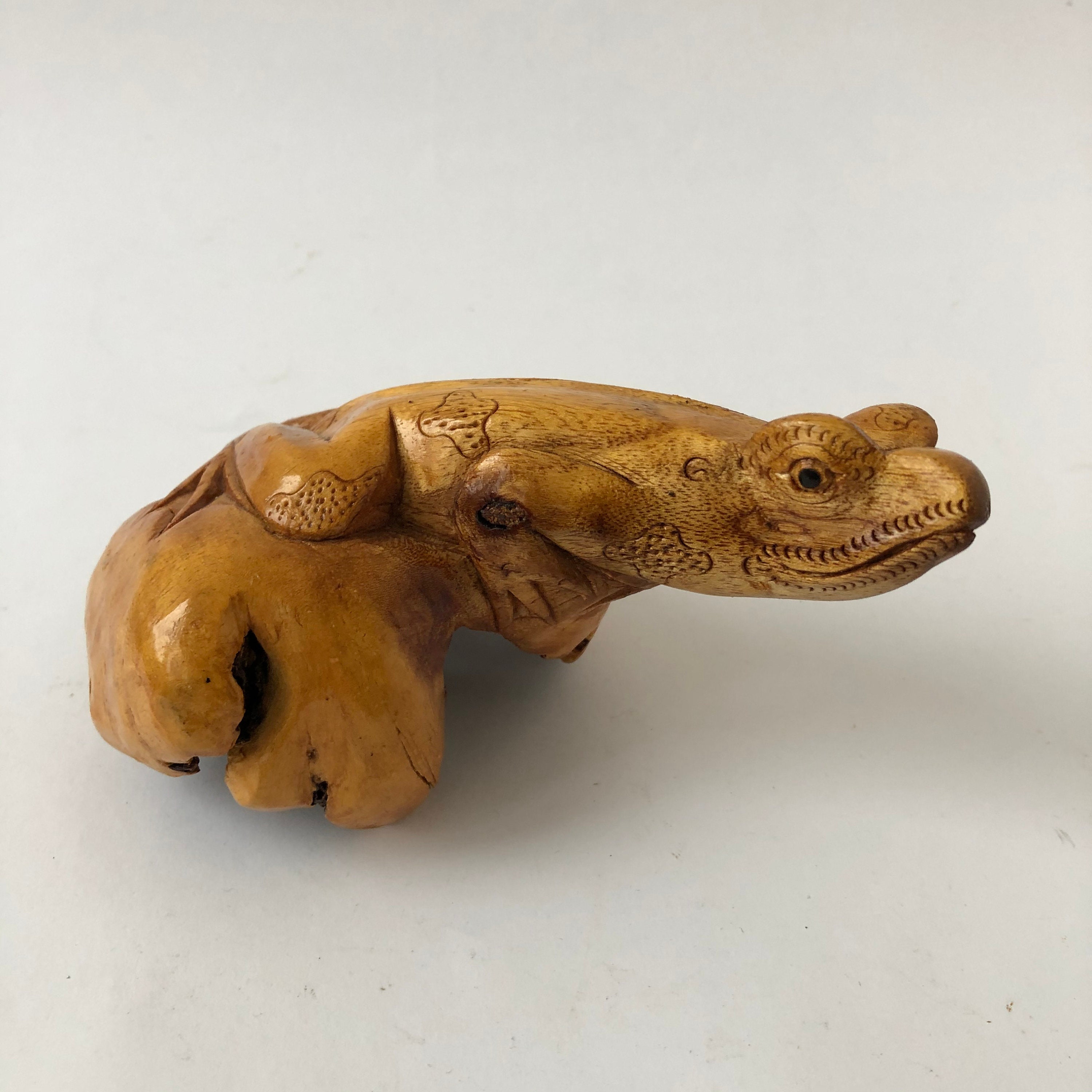 Vintage Wood Frog Sculpture Handmade Wood Carving Toad Etsy UK