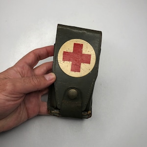 Vintage First Aid Kit, Miniature Medical Bag, First Aid Kit, Red Cross, Army Medical Bag, Medic Gift