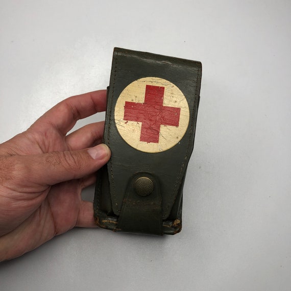 Vintage First Aid Kit, Miniature Medical Bag, First Aid Kit, Red