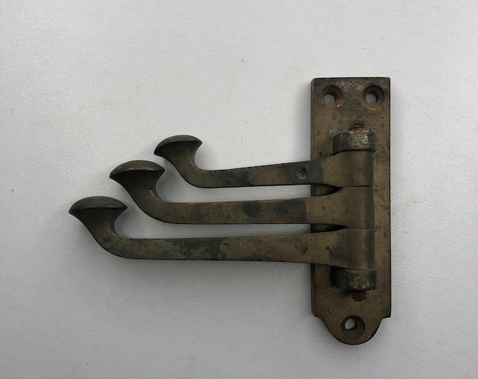 Vintage Towel Rack, Bronze Coat Rack, Miniature Hook Rack, Folding Rack