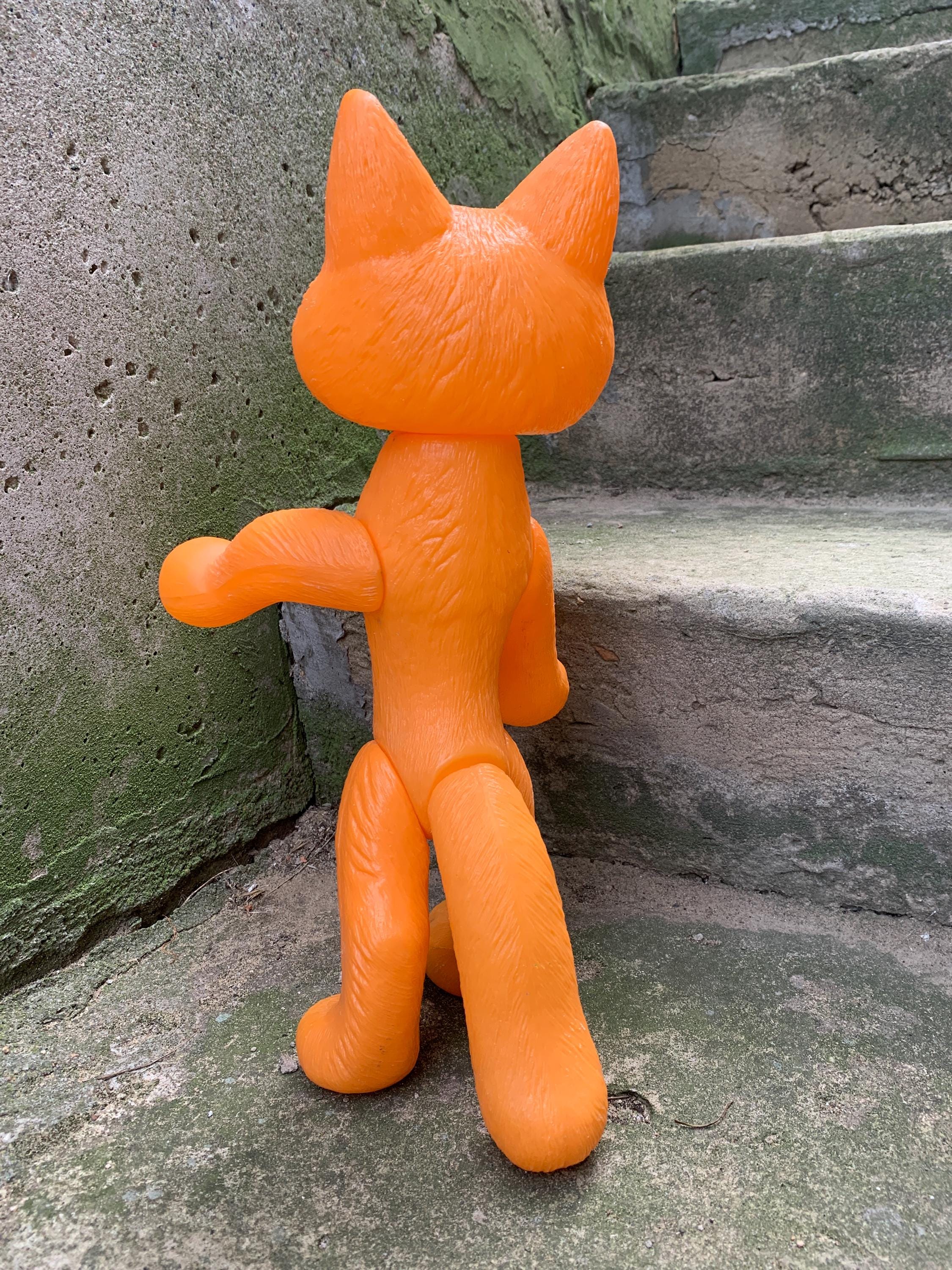 Vintage Toy Cat, Soviet Plastic Toy, Red Cat, Rare Toy, Plastic