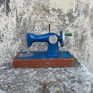 Old children's sewing machine of the USSR, Hand sewing machin,Mini sewing machine, Toy for girls, Soviet childhood, Vintage, Decor, USSR 70s image 1