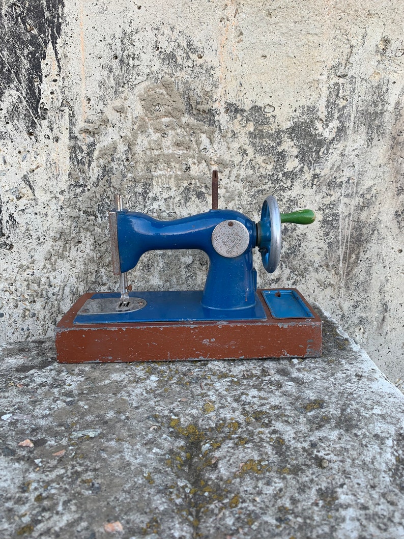 Old children's sewing machine of the USSR, Hand sewing machin,Mini sewing machine, Toy for girls, Soviet childhood, Vintage, Decor, USSR 70s image 1