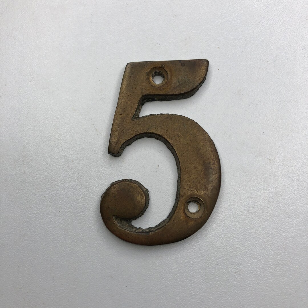 Vintage Bronze Number Metal Number 5 Door Number Vintage Etsy
