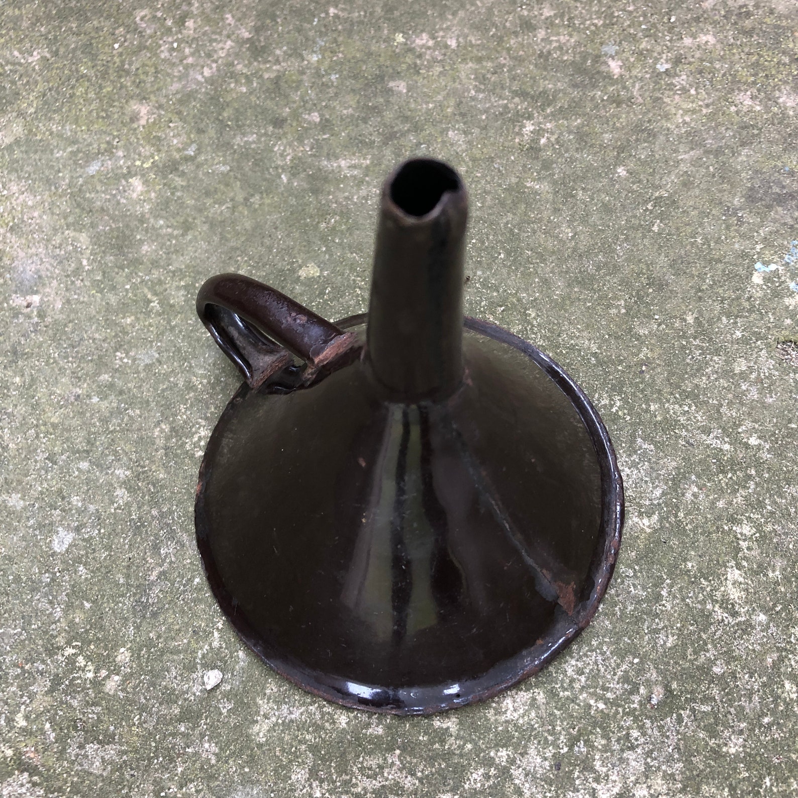 Vintage Enamel Funnel Brown Funnel Funnel With Handle Etsy