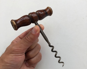 Sacacorchos antiguo, Abridor de vino, Sacacorchos grande, Sacacorchos de metal, Corcho de tirar, Herramienta de barra, Regalo para él, Idea de regalo