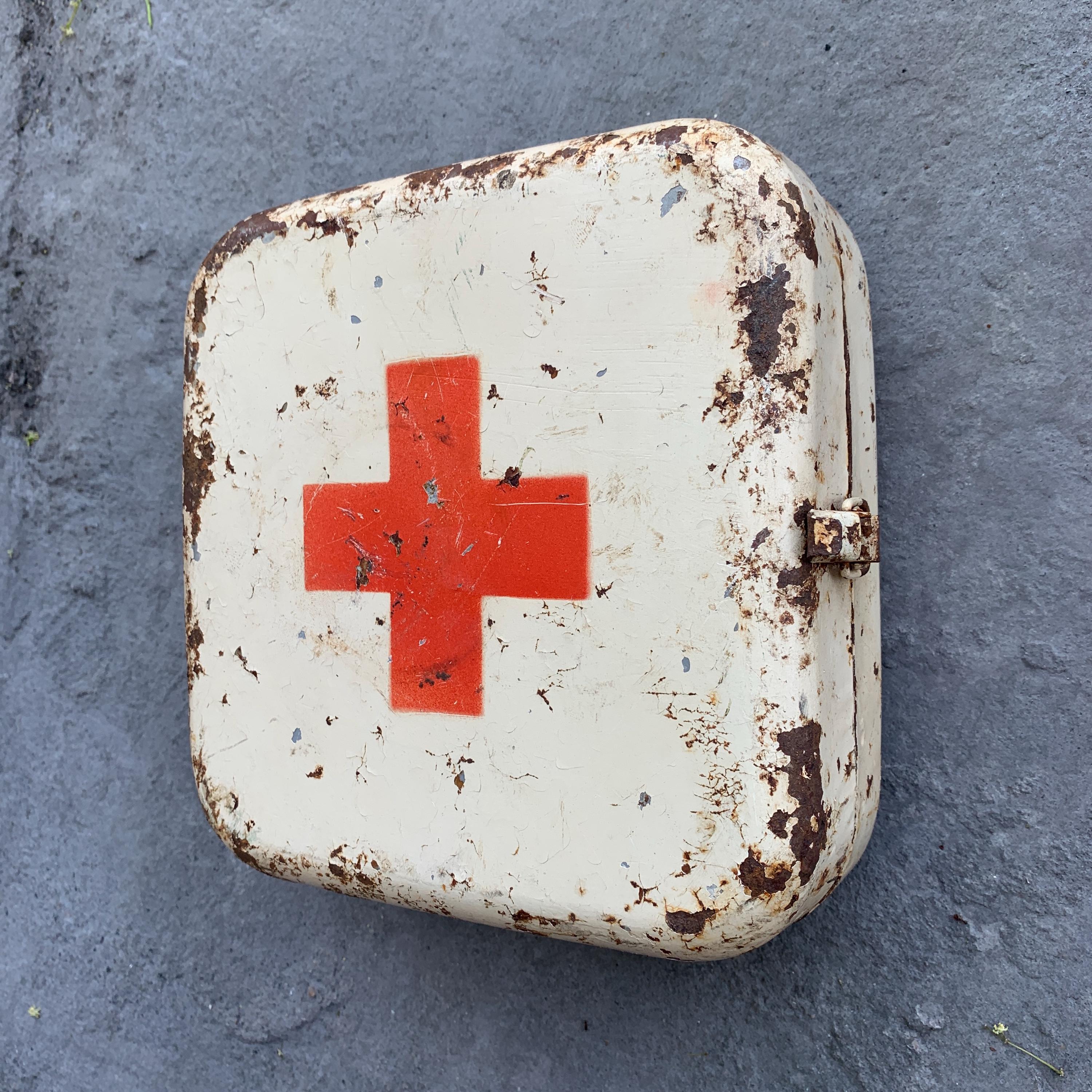 Vintage Metal First Aid Kit, Soviet Car First Aid Kit, Military