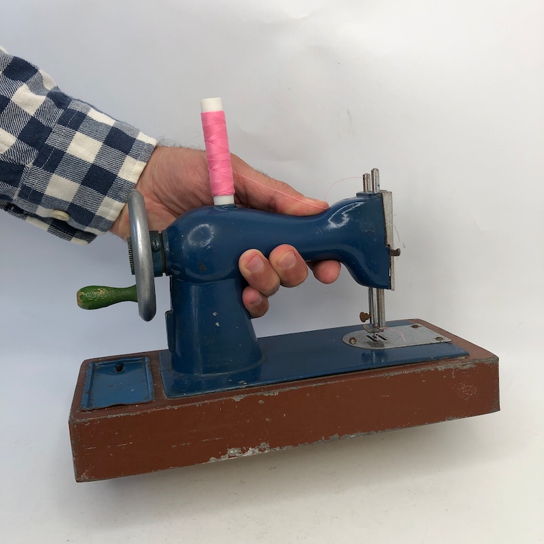 Old children's sewing machine of the USSR, Hand sewing machin,Mini sewing machine, Toy for girls, Soviet childhood, Vintage, Decor, USSR 70s image 2