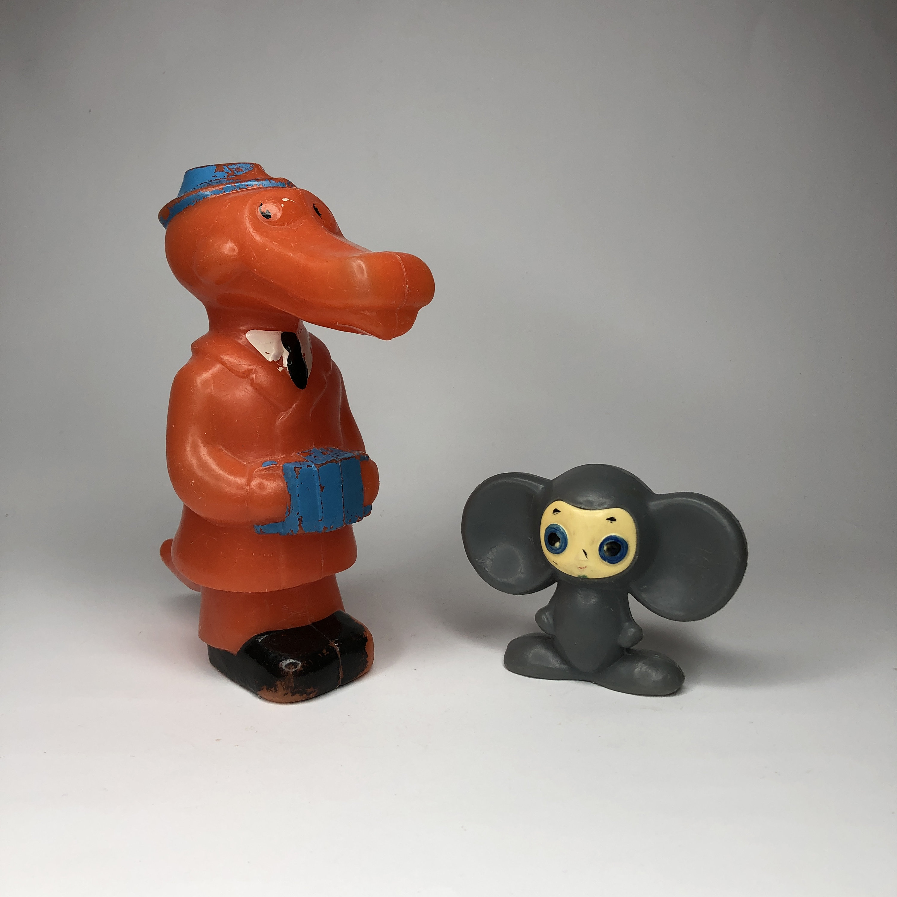Vintage Toys, Cheburashka and Crocodile Gena, Soviet Plastic Toys