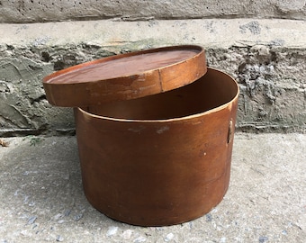 Vintage Hat Box, Antique Wooden Box, Round Wooden Container, Storage Box, Collector's Box, Wooden Decor, Vintage Gift,
