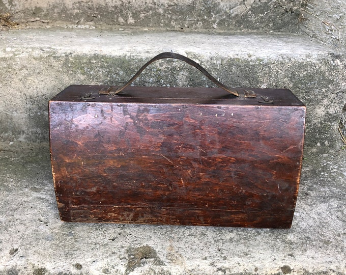 Vintage Wooden Suitcase, Small Suitcase, Case, Box, Wooden Bag, Rare Suitcase, Retro Suitcase, Collection Boxes, Vintage Gift