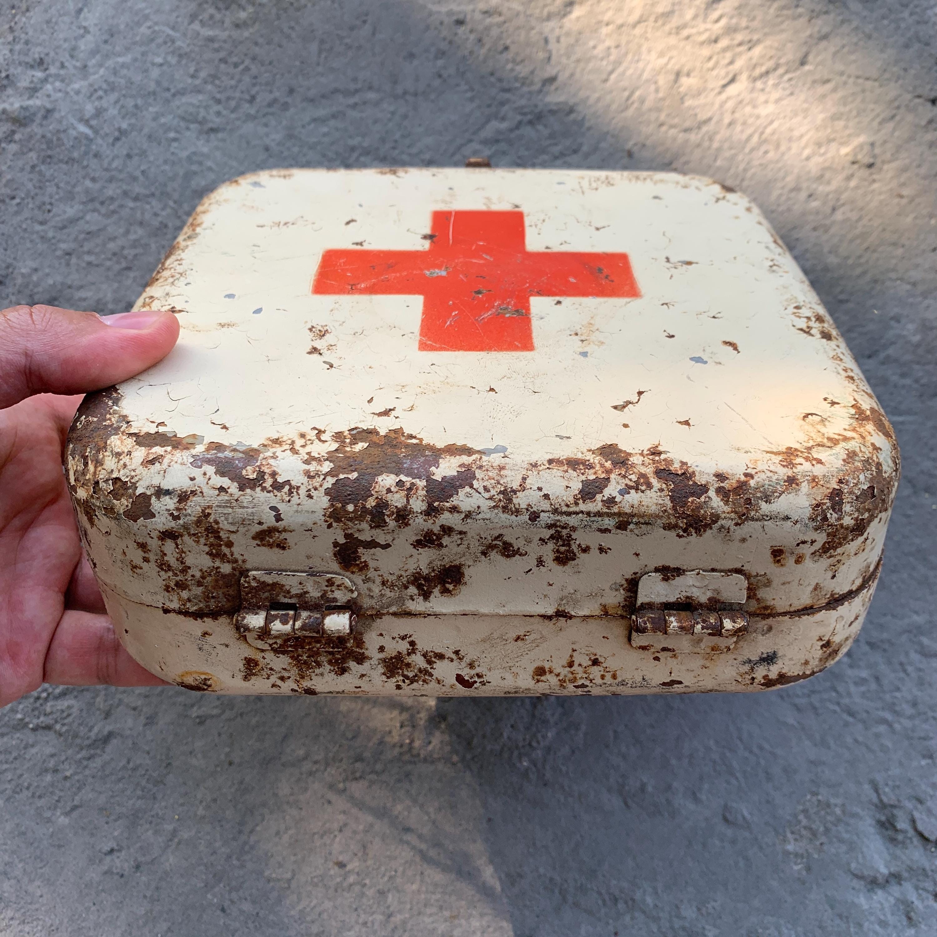 Vintage Metal First Aid Kit, Soviet Car First Aid Kit, Military