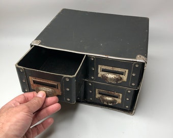 Vintage file cabinet, Drawer, Storage box, Slides, cards, Cardboard box, Storage and organization, Library decor, Vintage gift,