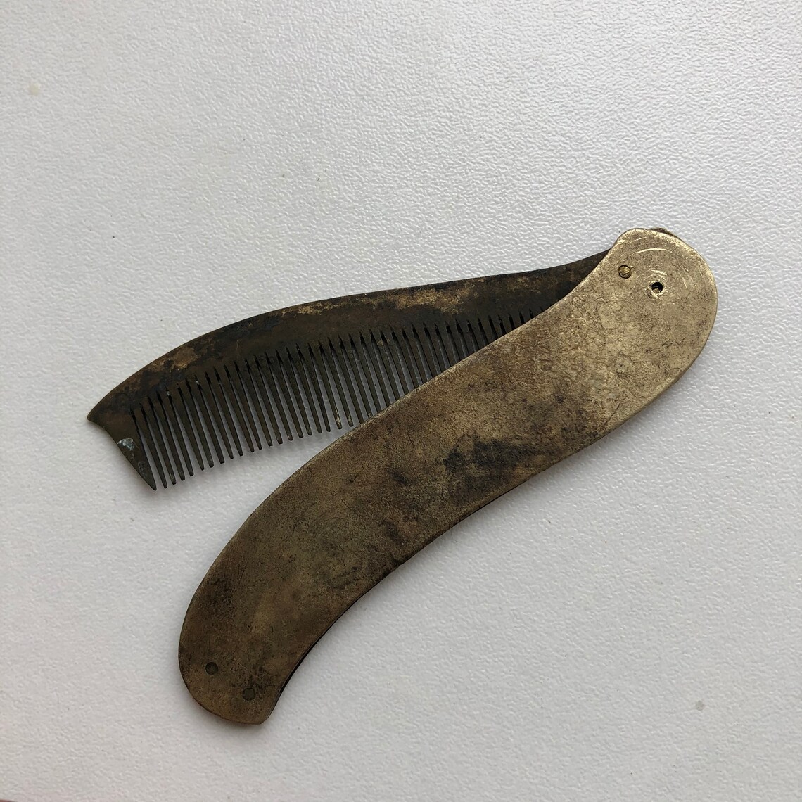 Antique Mustache Comb Men's Pocket Comb Bronze Comb Etsy