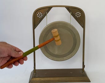 Vintage Table Gong, Bronze Gong, Meditation, Eclectic Boho Home Decor, Souvenir,  Home Desk Decor, Original Gift, Vintage Gift,