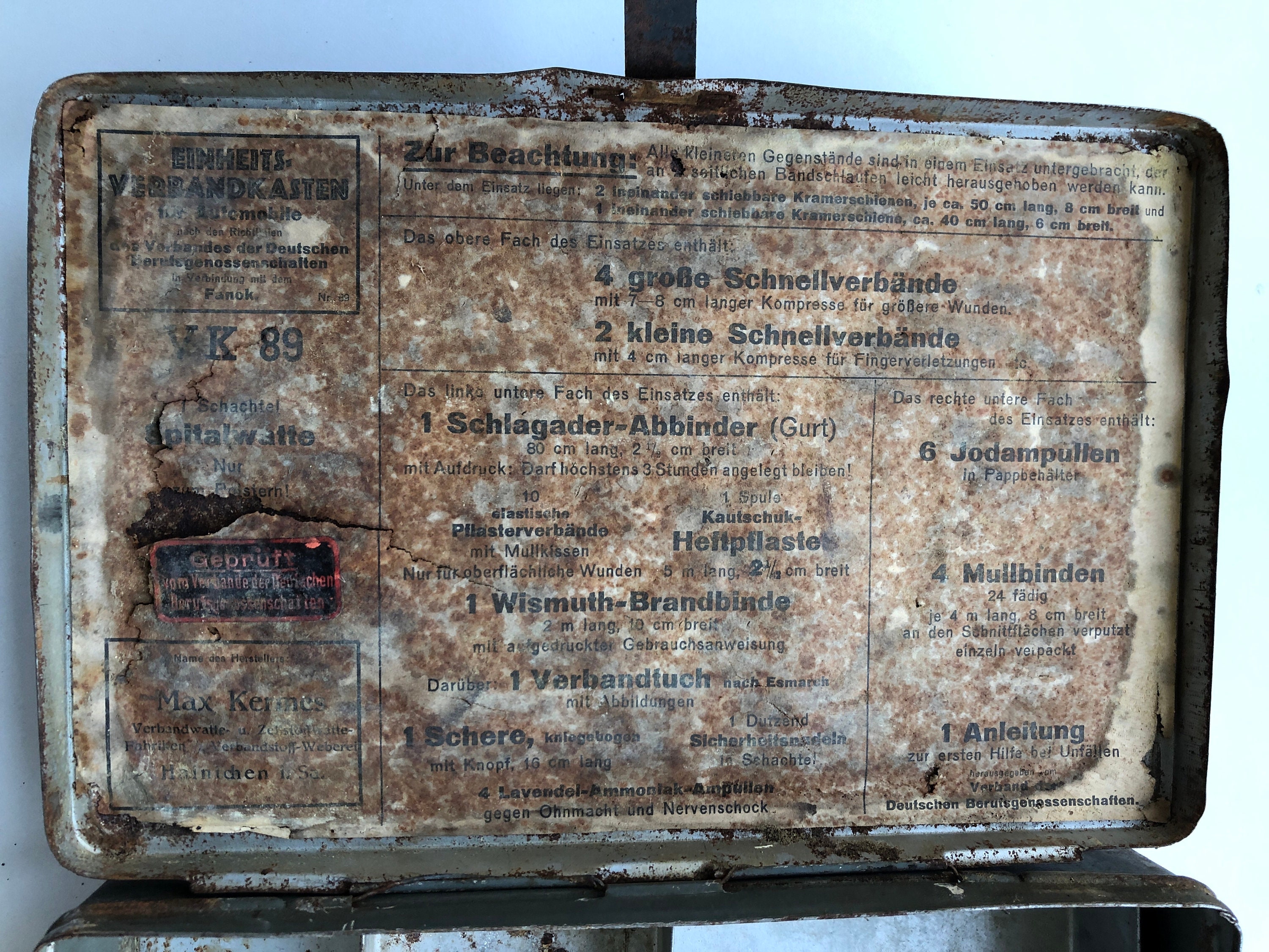 Vintage Medical Box, Red Cross, Erste Hilfe, KERMA, German First