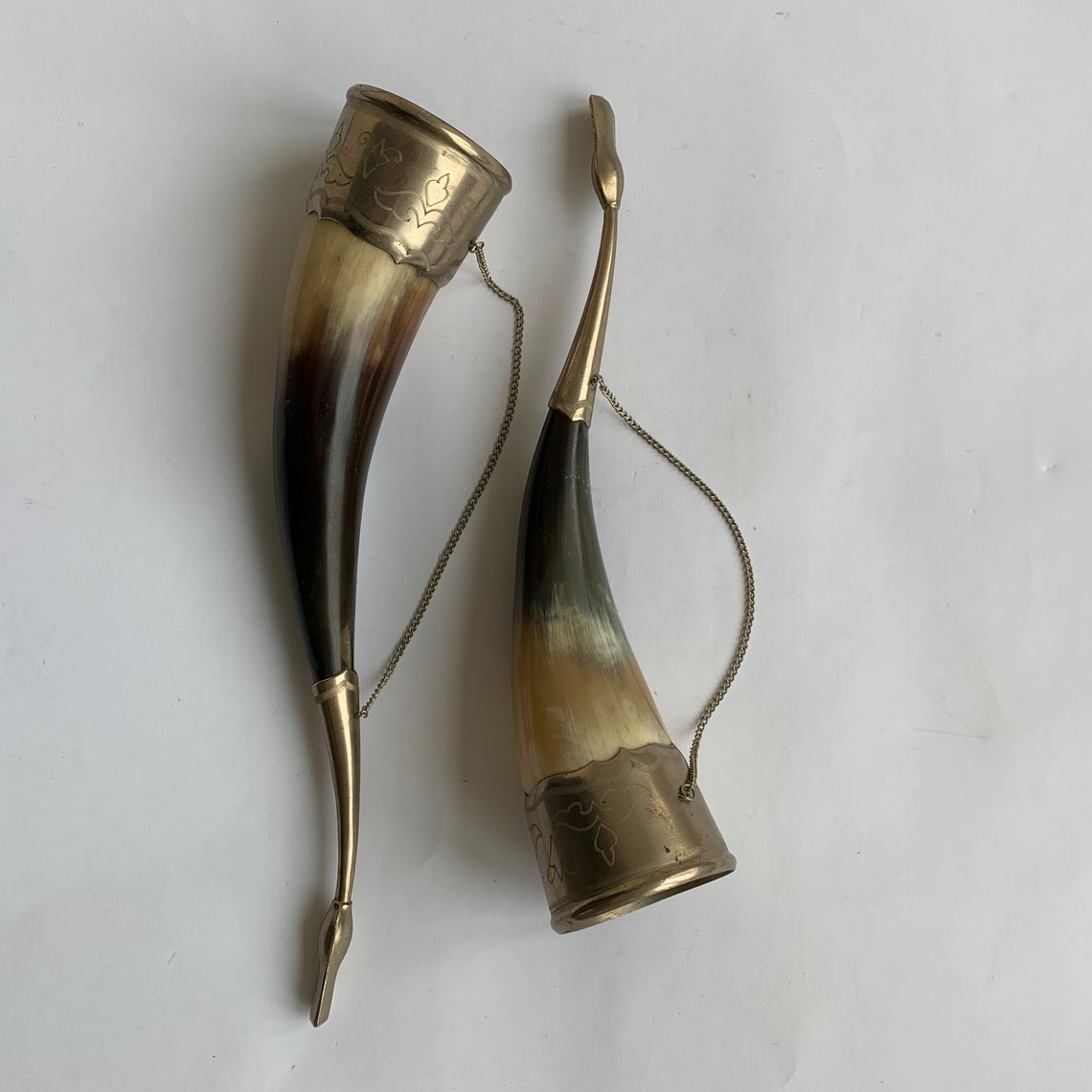 A Pair of Natural Horn Vintage Drinking Horn Cow Horn Etsy