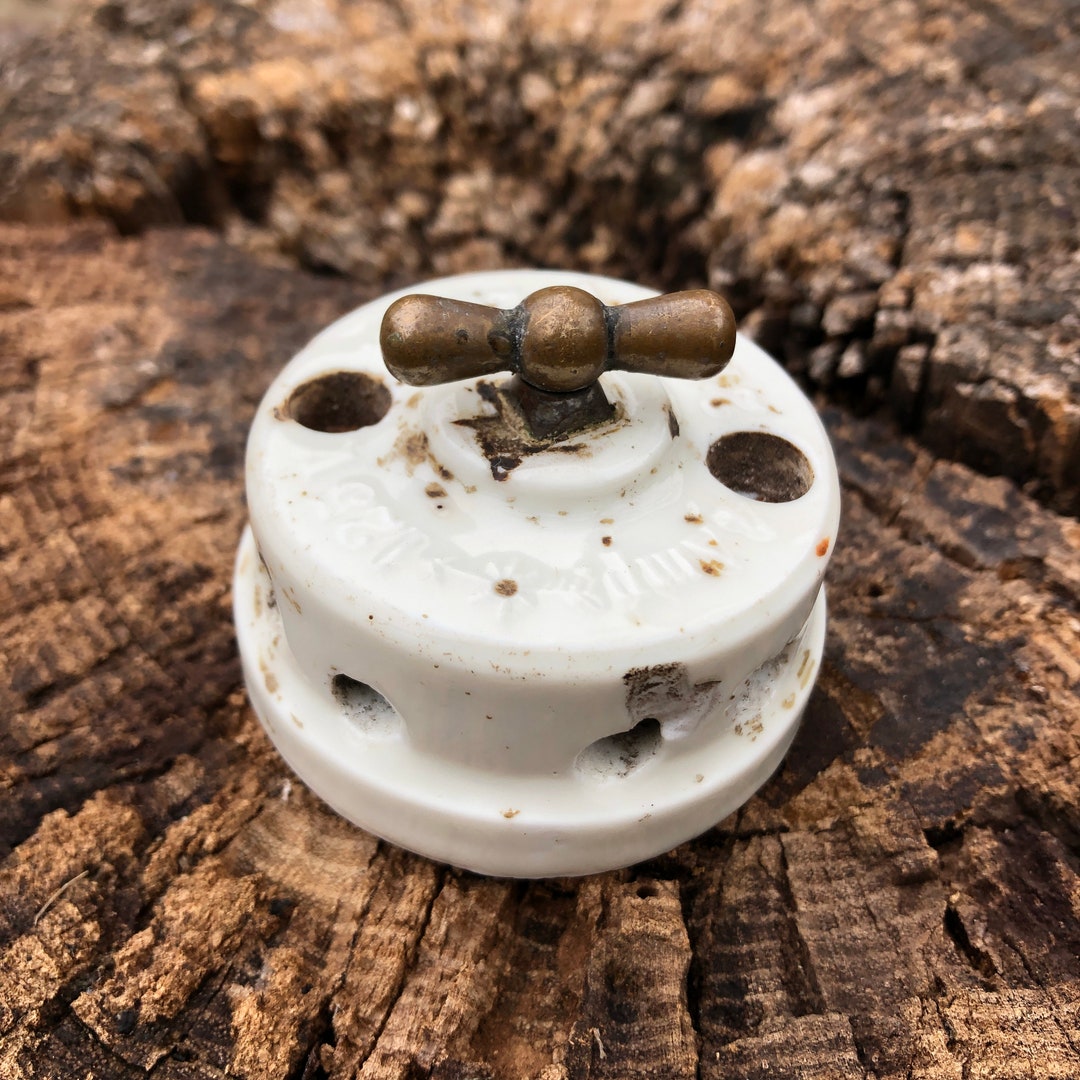 Antique Electrical Switch, Porcelain Switch, Mechanical Rotary Switch ...