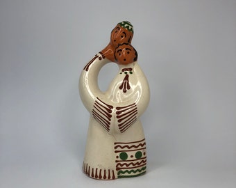 Vintage Keramik Skulptur, "Liebhaber", sowjetische Tischskulptur, Keramik, Majolika, Autorenskulptur, Volkskunstwerk, Sammlungsskulptur,