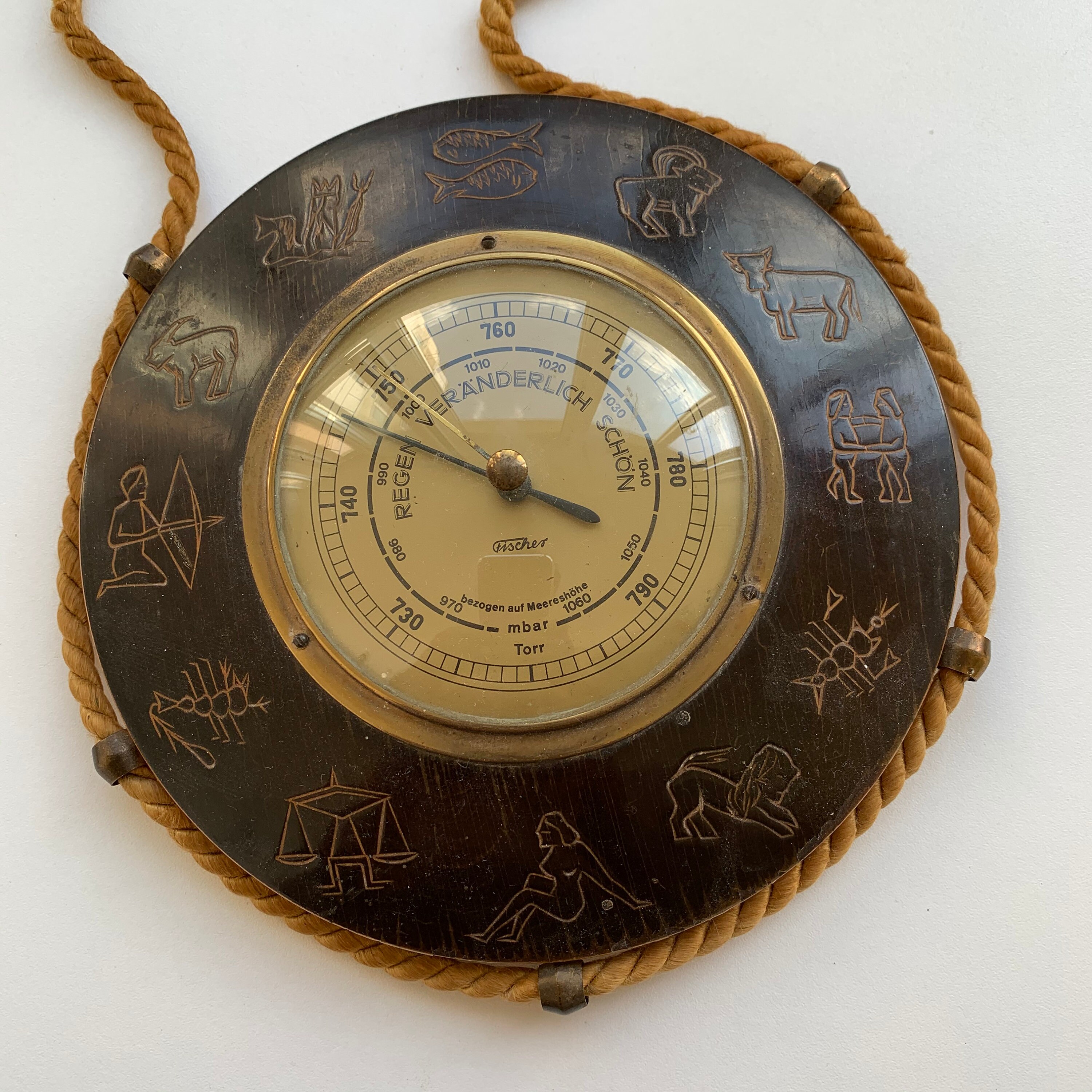 FISCHER GDR Vintage Barometer 60s Wooden Round Barometer Etsy UK