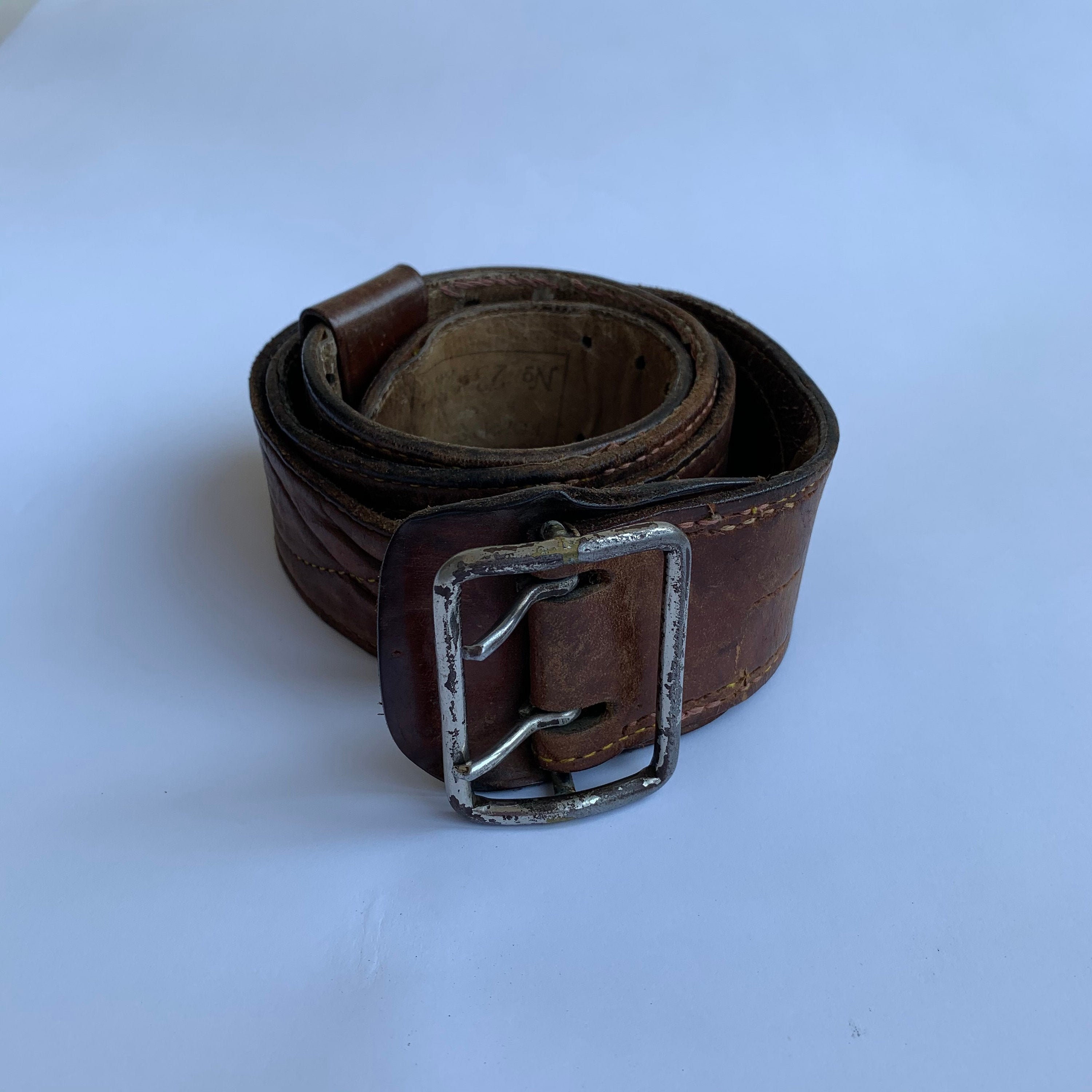 Soviet officer military belt 1944 Brown leather belt Soviet | Etsy