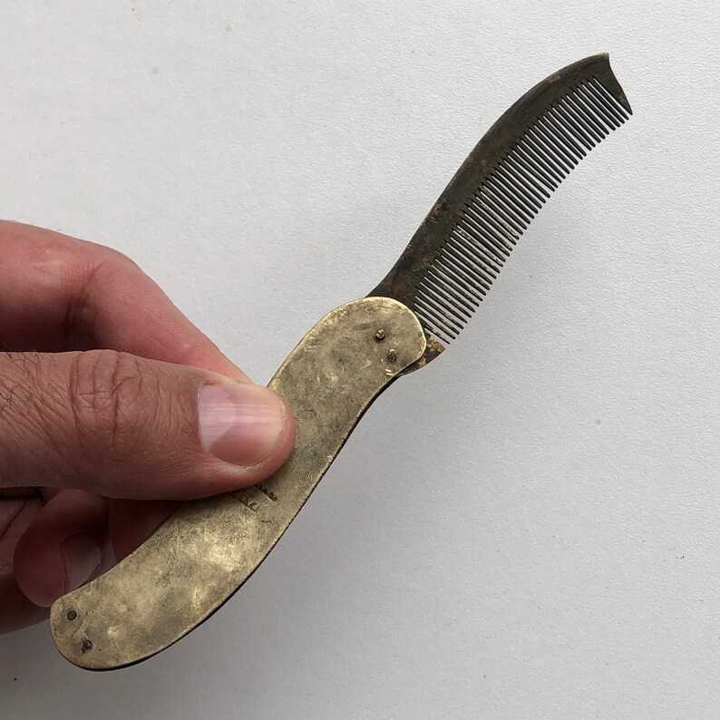 Antique Mustache Comb Men's Pocket Comb Bronze Comb Etsy