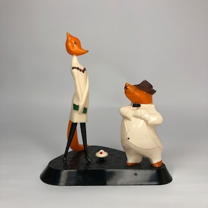 Vintage Plastic Fox, Fox Figurine, Beaver Figurine, Collectible Figurine, Interior Fox, Rare Fox, Home Decor, Vintage Gift,