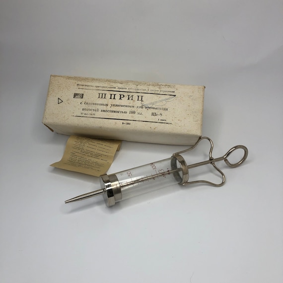 Siringa medica vintage, Siringa per cavie di lavaggio, Siringa per le  orecchie, Siringa grande 100 ml, Siringa di vetro sovietica, Regalo al  medico -  Italia