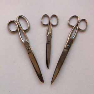 Vintage Scissors, Set of Three Scissors, Craft Scissors, Tailor&#39;s Scissors, Old Scissors, Cutting and Sewing, Sewing Tools, Vintage Gift,