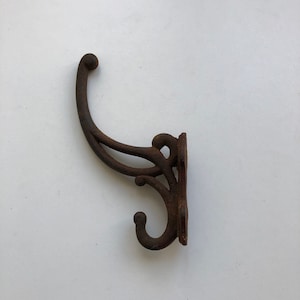Large antique hook, Wall hanger for coats, hats, Cast iron hanger, Art Nouveau style, Wall decor, Country house, 1910