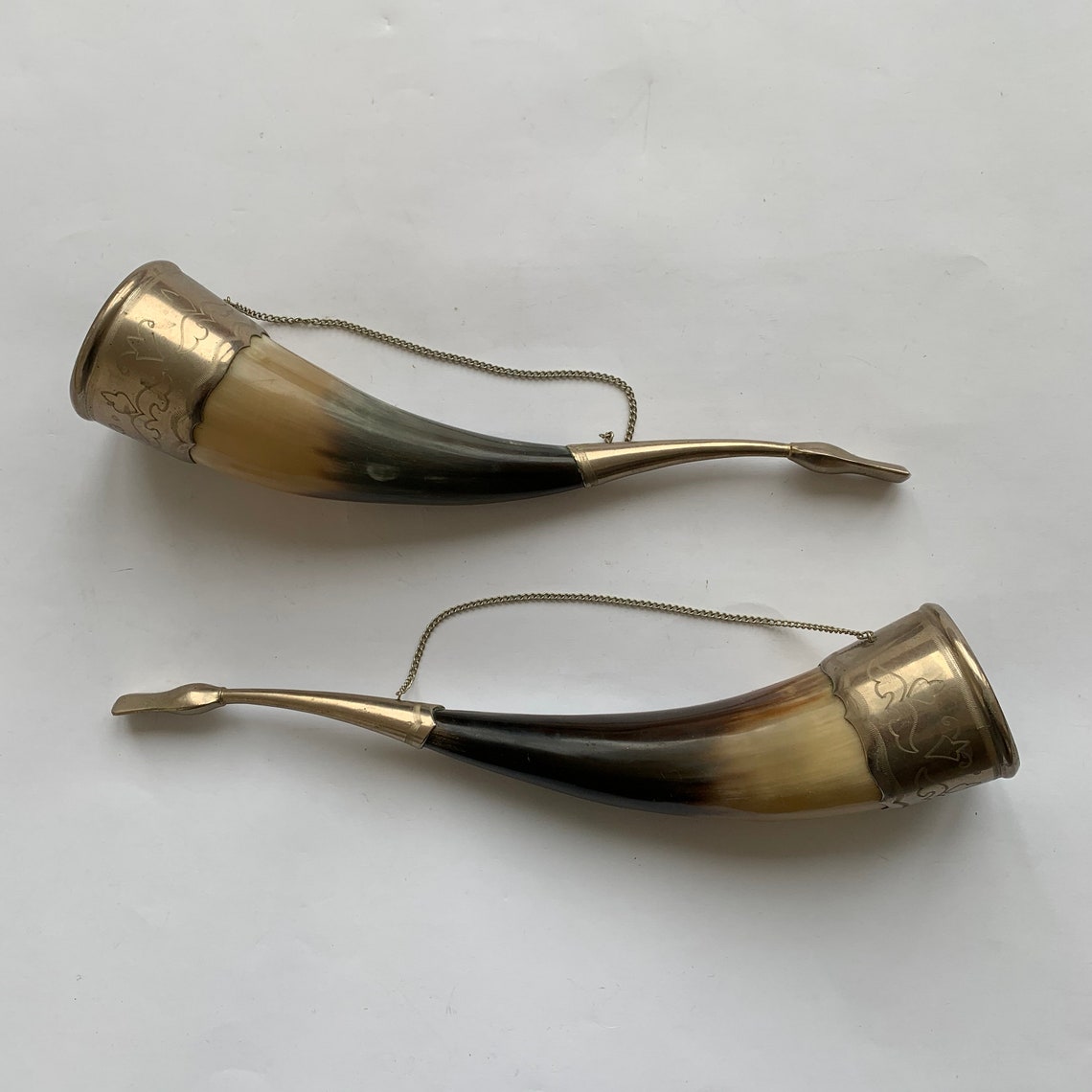 A Pair of Natural Horn Vintage Drinking Horn Cow Horn Etsy