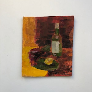 Vintage still life, Oil painting, Miniature still life, Wall decor, Country house, Housewarming gift, Cardboard, Oil, 1990