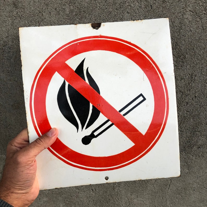 Vintage Enamel Sign Flammable Soviet Sign Warning Sign Etsy