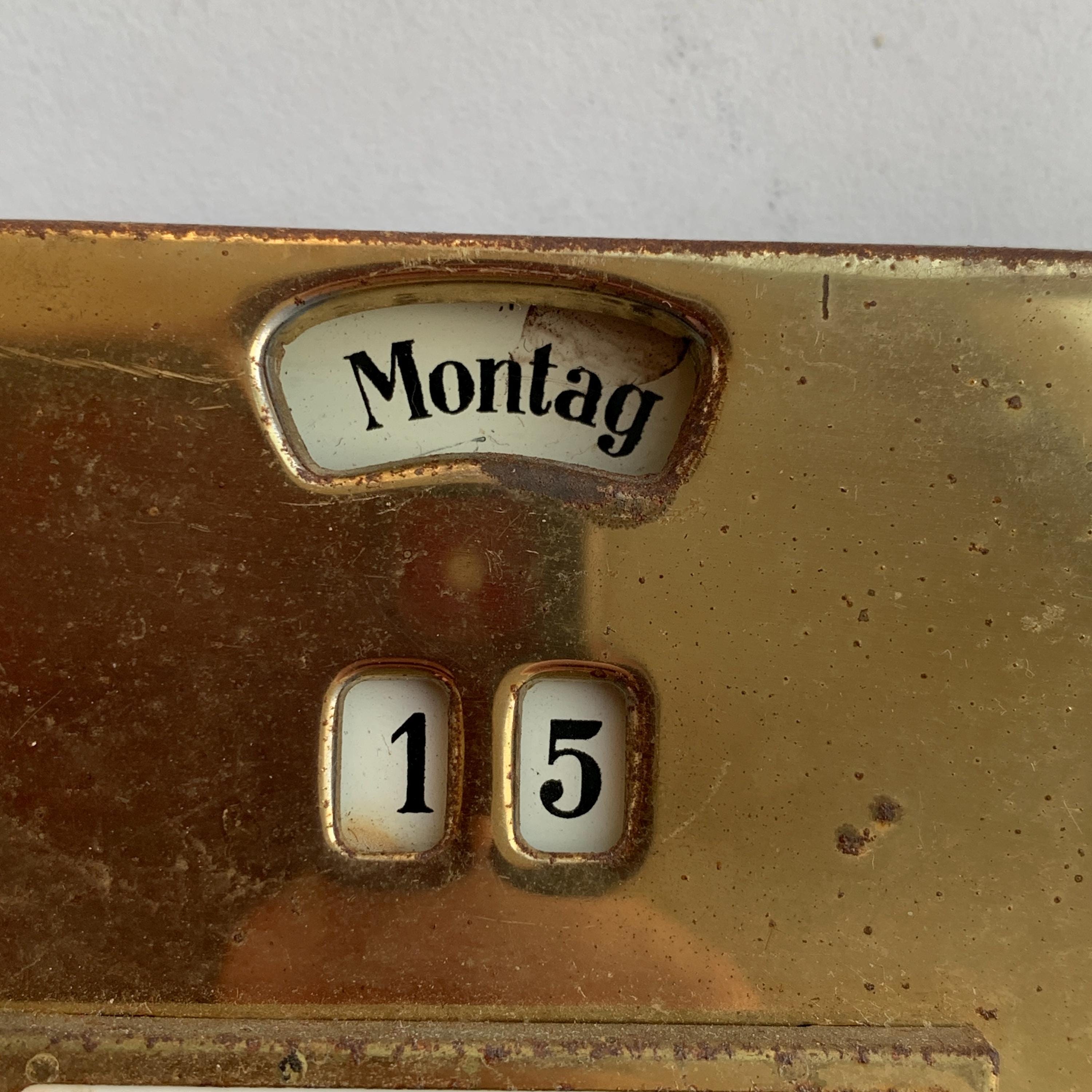 Vintage Desk Calendar, Mechanical Calendar, Bronze Calendar